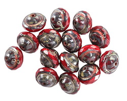 Czech Glass Ruby Red Picasso UFO 8x10mm