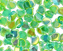 Matubo Czech Glass ColorTrends: Summer Rainbow - Green 2-Hole Ginkgo Leaf 7.5mm