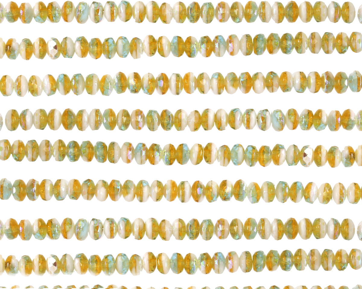 Czech Glass Sunny Coast AB Fire Polished Rondelle 2x3mm