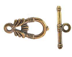Mykonos Antique Brass (plated) Ornate Toggle Clasp Set, 28x14mm Toggle, 27mm Bar
