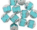 Czech Glass Teal w/ Silver Lantern 10mm