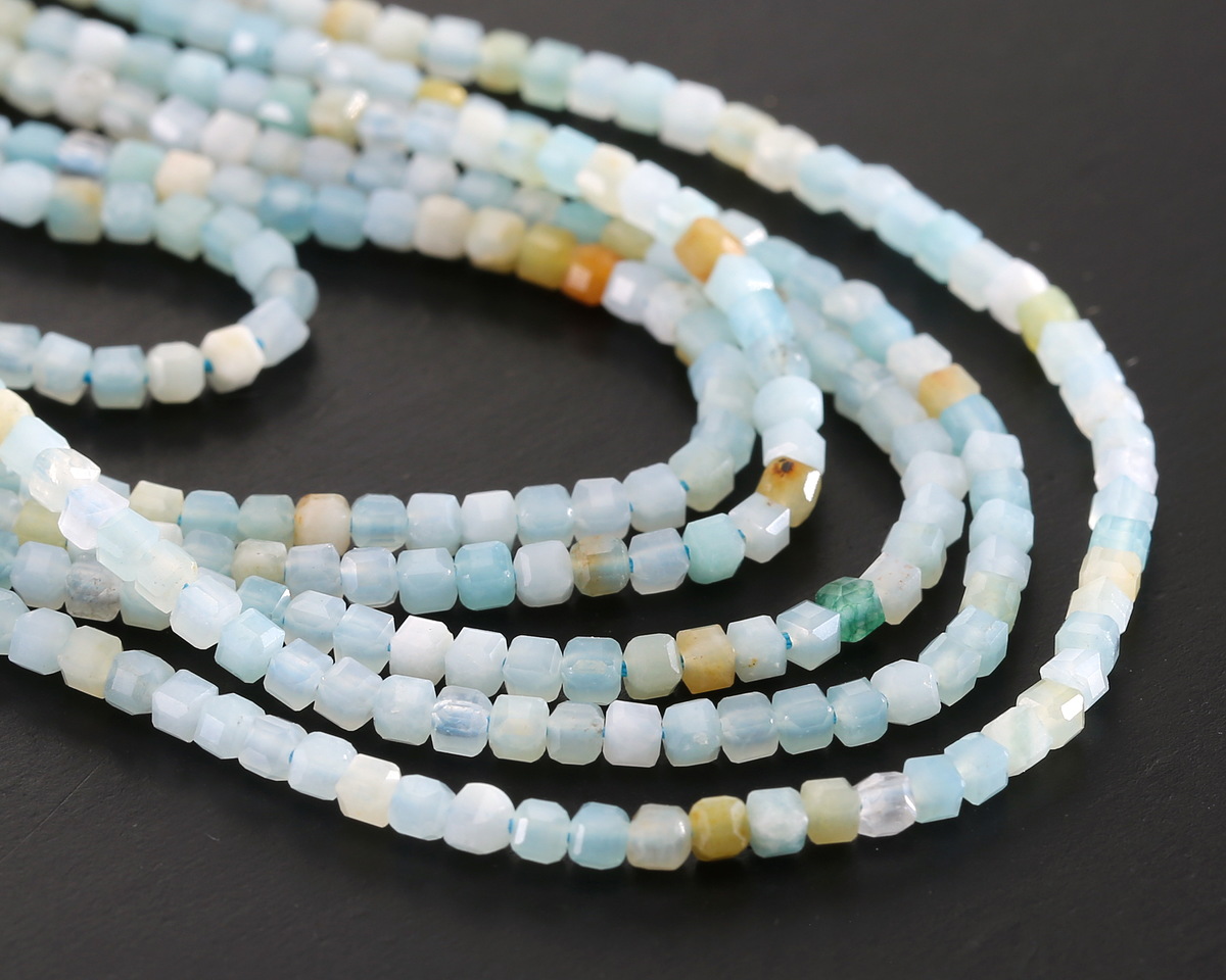 Black Gold Amazonite Faceted Cube 2-2.2mm