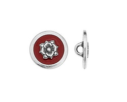 TierraCast Antique Silver (plated) Cherry Red Blossom Button 14mm