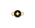 24K Gold (plated) Jet & White Enamel North Star Round Focal Link 16x10mm
