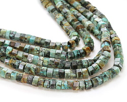 African Turquoise Microfaceted Heishi 3x6mm