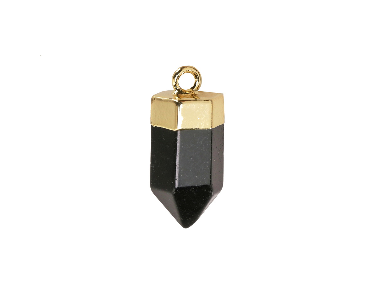 Black Obsidian Point w/ Gold Finish 8x16mm