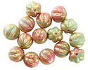 Czech Glass Flamingo Bay w/ Gold Flecks Melon Round 8mm
