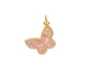 Mother of Pearl in Light Rose Enamel w/ Gold Finish Butterfly Pendant 13x16mm