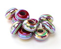 Cranberry Banded Resin Large-Hole Rondelle 8x14mm