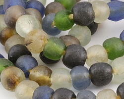 African Recycled Glass Earth Mix Tumbled Round 10-14mm