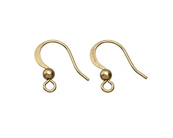 Satin Hamilton Gold (plated) Shepherds Hook Earwire w/ Ball 19x16.5mm