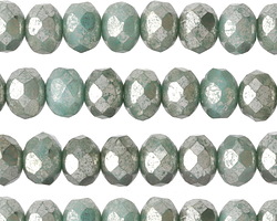 Czech Glass Opaque Light Turquoise w/ Mercury Glass Finish Rondelle 6x9mm