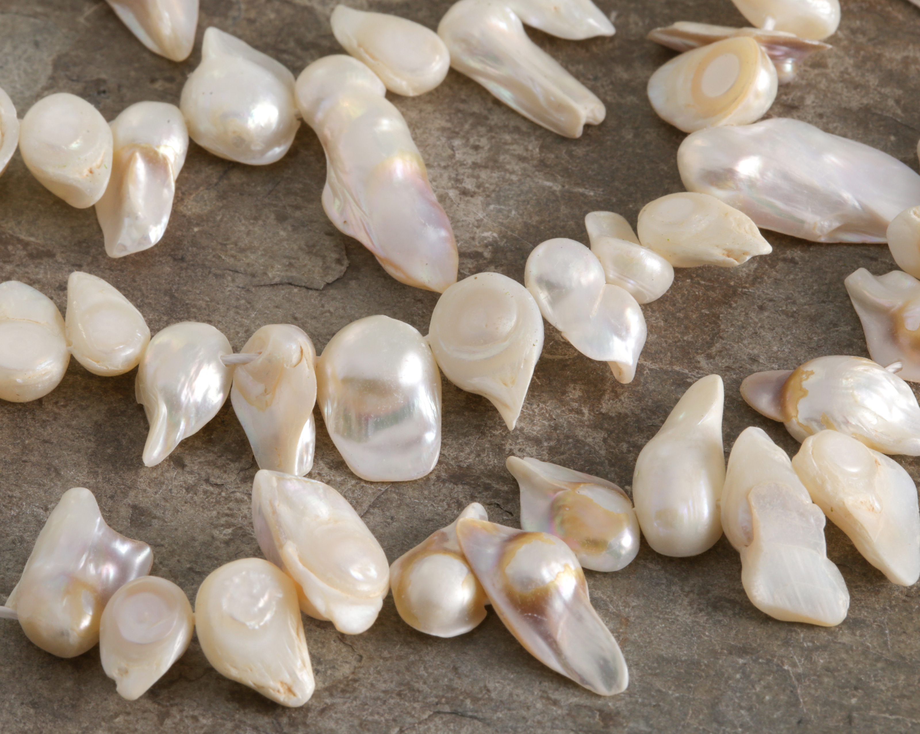 Pearly White Natural Biwa Top-Drilled Freshwater Pearl 5-9x13-22mm