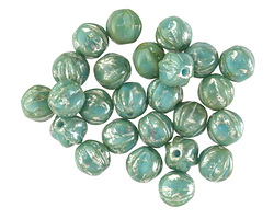 Czech Glass Turquoise Picasso Melon Round 6mm
