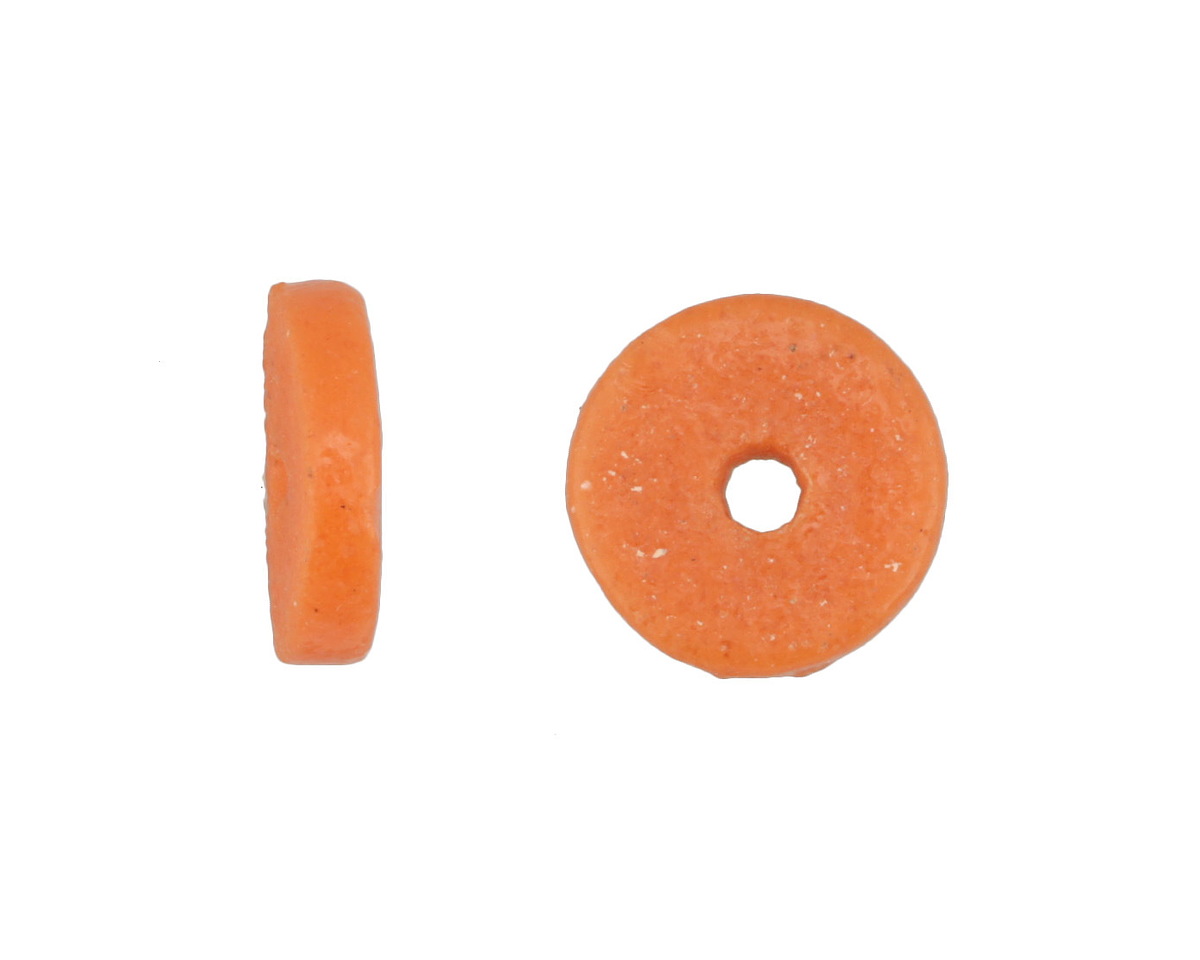 African Sand Cast Powder Glass (Krobo) Tangerine Disc Bead 18-19x4mm