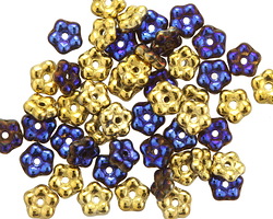 Czech Glass Iris Purple w/ Gold Bali Style Daisy Spacer 2x5mm