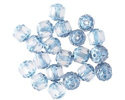 Czech Glass Matte Crystal w/ Light Metallic Blue Wash Lantern 6mm
