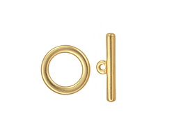 Satin Hamilton Gold (plated) Plain Round Toggle Clasp 12.6mm, 18mm Bar