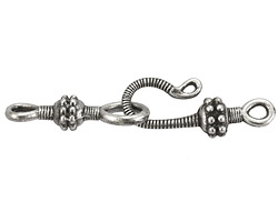Antique Silver (plated) Coiled Hook & Eye Clasp Set 25x10mm (hook), 24x8mm (eye)