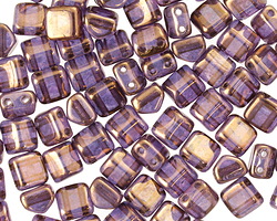 CzechMates Glass Bronze Luster Jet 2-Hole Roof Bead 6mm