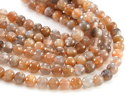 Moonstone (dark-A) Faceted Round 6mm