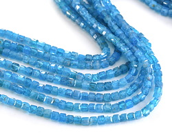 Pacific Blue Apatite (A) Microfaceted Miracle Cube 3mm