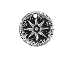 Mykonos Antique Silver (plated) Sun Coin Focal 22mm