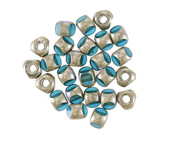 Czech Glass Matte Teal w/ Antique Silver AB Trica Beads 4x5mm