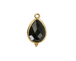 Black Obsidian w/ Gold Finish Faceted Teardrop Focal 12x21mm