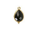 Black Obsidian w/ Gold Finish Faceted Teardrop Focal 12x21mm