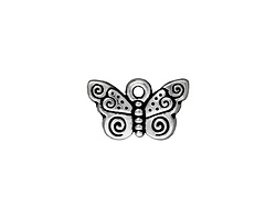 TierraCast Antique Silver (plated) Spiral Butterfly Charm 15x19mm