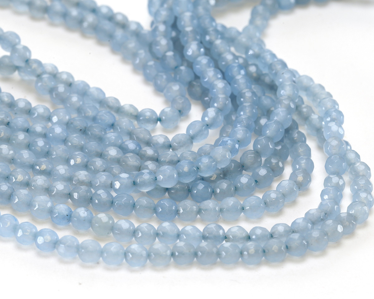 Ice Mist Baby Blue Agate Faceted Round 4mm
