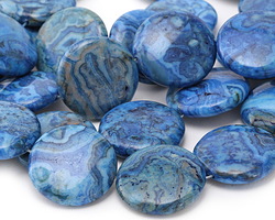 Larimar Blue Crazy Lace Agate Puff Coin 30mm