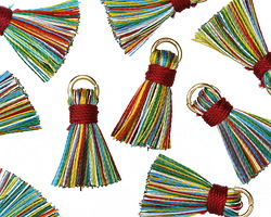 Multi w/ Red Binding & Jump Ring Thread Tassel 17mm