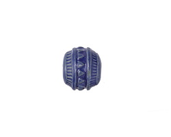 Golem Studio Blue Triangles & Notches Ceramic Round Bead 12-13x13mm