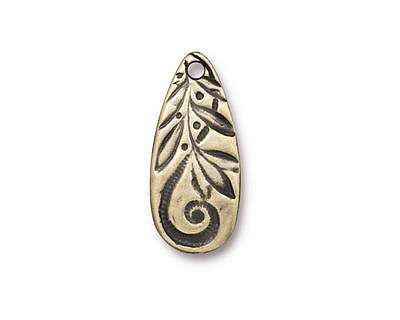 TierraCast Antique Brass (plated) Jardin Teardrop Charm 10x22mm