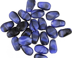 Czech Glass Blue Suede Shoes Twisted Rice 9x6mm