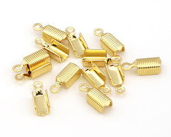 Gold (plated) Textured Foldover Cord End 13x5mm