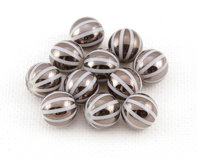 Metallic Bronze Laser Etched Stripes on Crystal Round 10mm