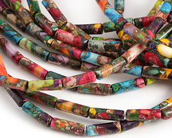 Mardi Gras (Mixed Impression) Jasper Tube 13x4mm