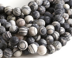 Black Water Jasper (matte) Round 10mm