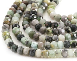 Burma Jade (Dark) Faceted Rondelle 3x4mm