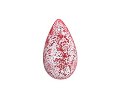 Czech Glass Textured Matte Red w/ Silver Luster Teardrop 30x18mm