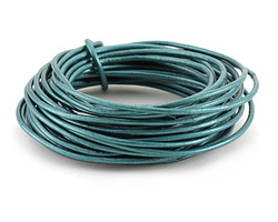 Metallic Truly Teal Round Leather Cord 2mm, 32 feet