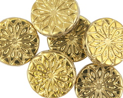 Czech Glass Gold Origami Flower Coin 18mm