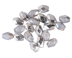 Czech Glass White Opal w/ Silver Fire Polished Rice 7x5mm