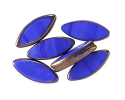 Czech Glass Bronzed Cobalt Silk Horse Eye 18x7mm