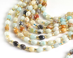 Black Gold Amazonite Microfaceted Rice 6x4mm