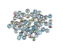 Czech Glass Matte Sky Blue AB Fire Polished Round 3mm
