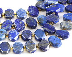 Lapis Side-Drilled Faceted Flat Slab 12x15-16mm